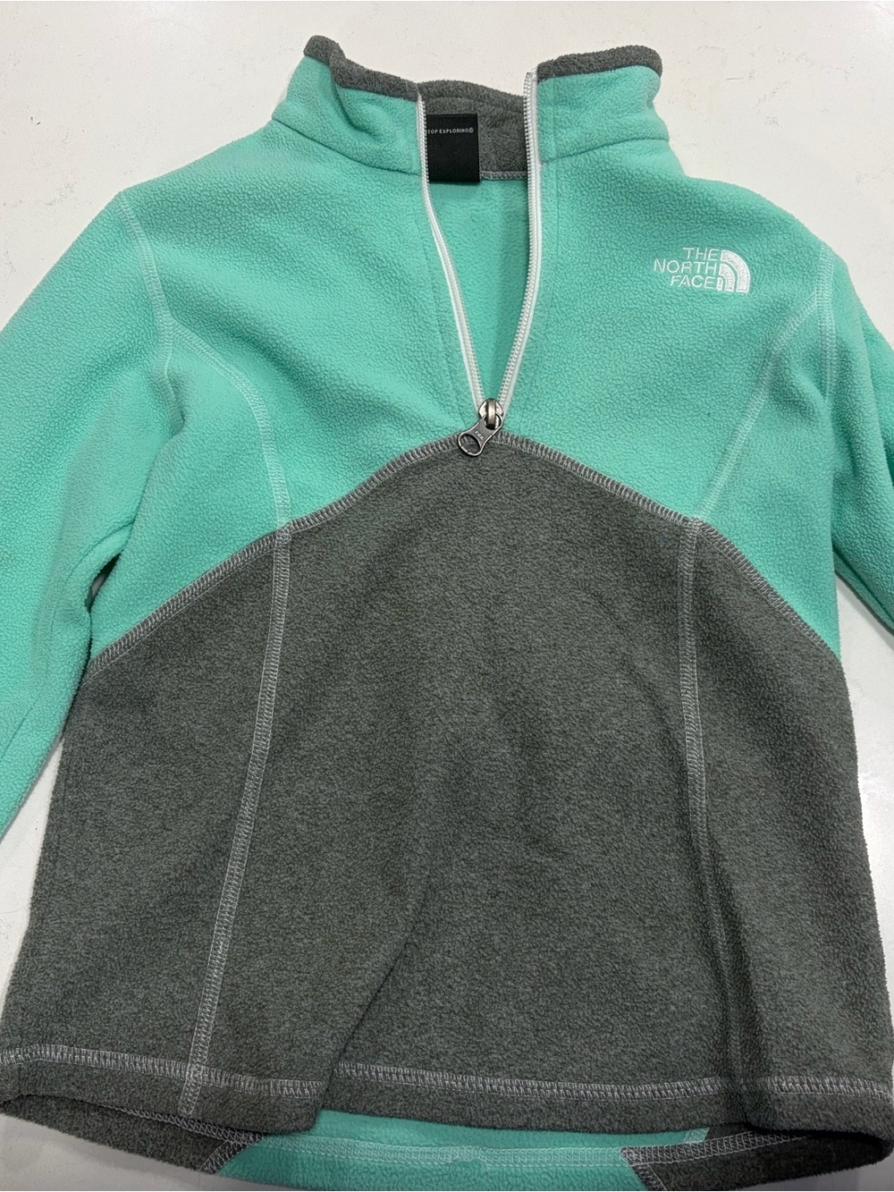 The North Face Mint Green & Gray Kids Half-Zip Fleece